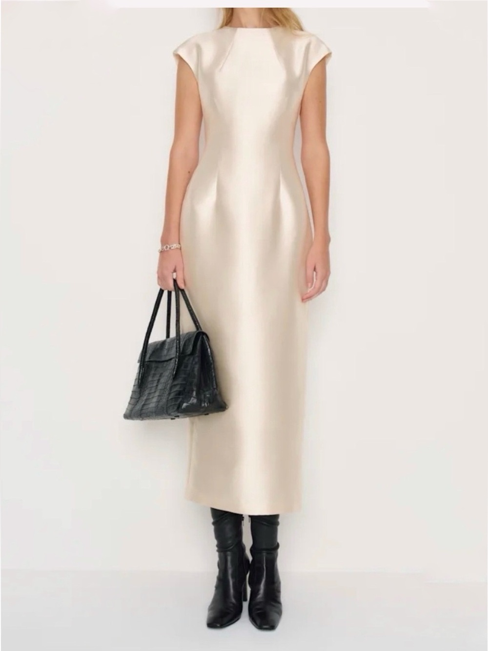 Reformation Cream Satin Maxi Dress Size 4 Belden Dress shower wedding